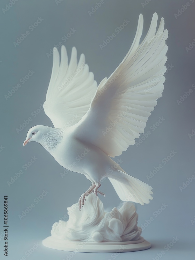 Obraz premium White Bird Statue With Spread Wings