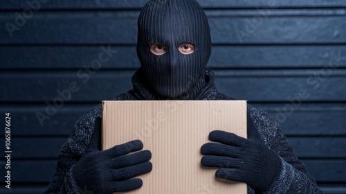 This hooded package thief was caught red-handed on the pirate doorstep stealing packages photo