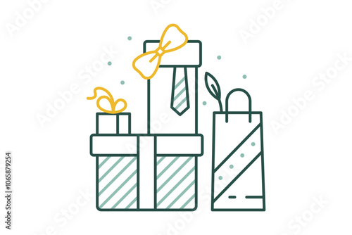 Vector linear minimalistic illustration. Beautiful box gifts, ribbon, bow gift isolated - Birthday presents - Christmas sale, New Year package, Holidays shopping icon. SVG gift delivery service sign