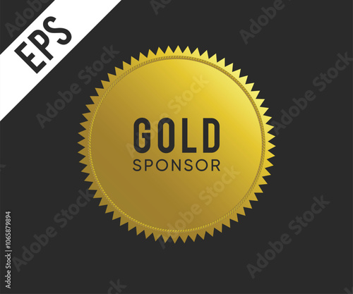 Gold sponsor stamp sign on Black background, vector illustration