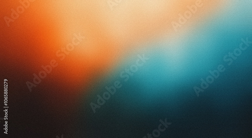 Blurry Abstract Gradient in Warm Orange and Cool Teal with a Grainy Touch