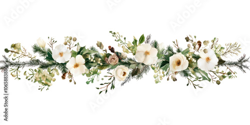 PNG Winter flower garland flowers illustration watercolor. photo