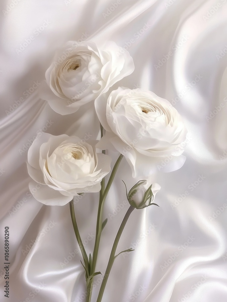 Fototapeta premium White Flowers on White Cloth