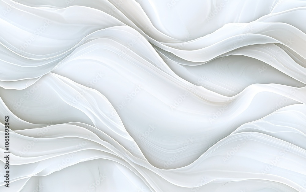 Obraz premium Soft white waves of textured fabric create a tranquil and serene background, ideal for design and decor inspiration