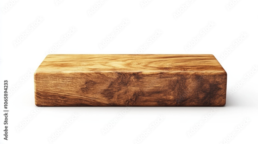 Fototapeta premium natural wooden stage. empty podium display isolated on white. free space for products