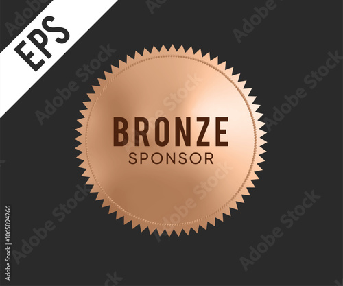 Bronze sponsor Glossy stamp sign on Black background, vector illustration