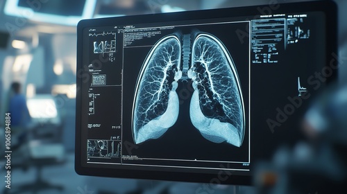 A CT scan image of a patient's chest with AI-enhanced imaging

 photo