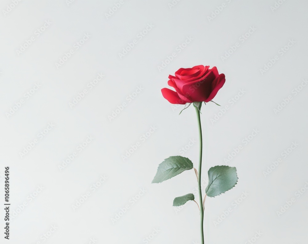 Vibrant red rose against a plain background Vibrant red rose against a plain background