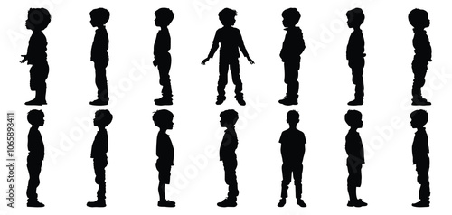 Kid silhouettes set, child pack of vector silhouette design, isolated background