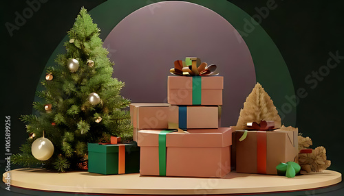 showcase holiday products gift boxes christmas tree digitally illustrations renders branding cosmetic purposes always