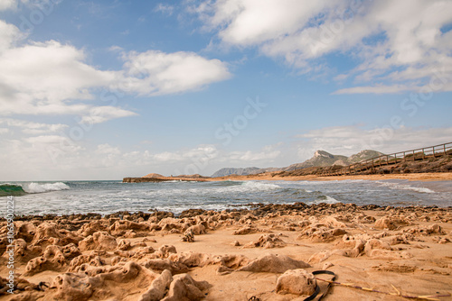 Calblanque Regional Park, Murcia, Spain.  Nature reserve of sea and virgin beaches Protected are of nature reserva on the mediterran coast of Murcia.   photo