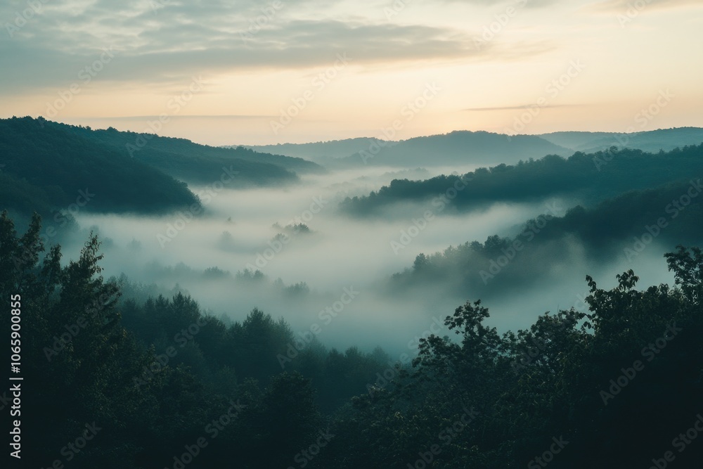 Fototapeta premium Foggy Valley Landscape