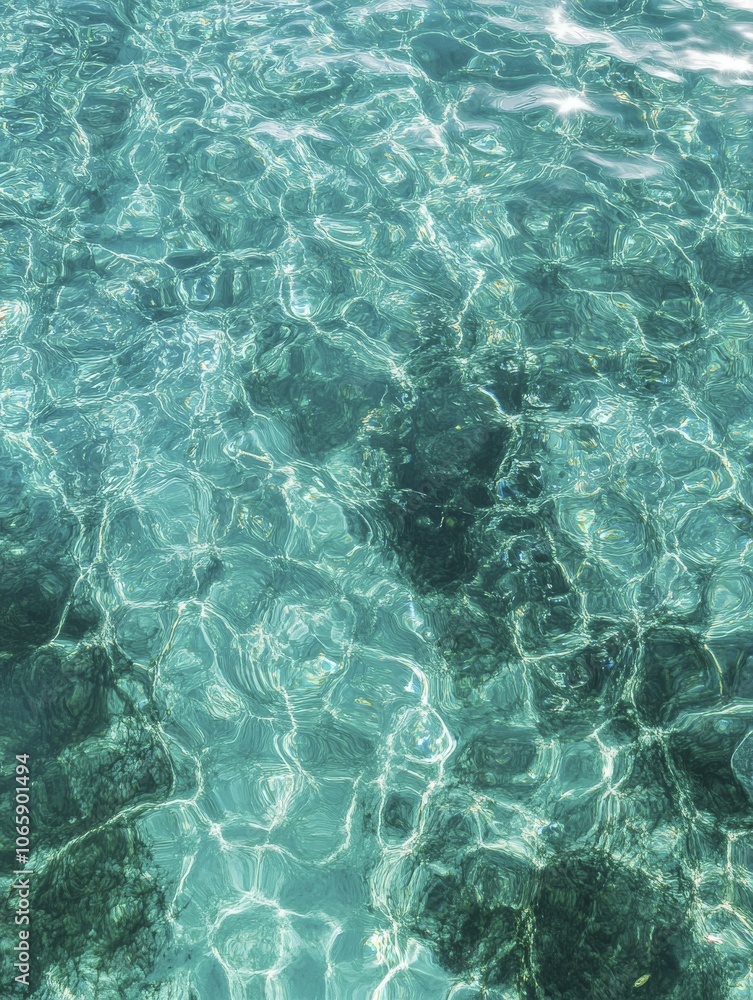 Fototapeta premium Clear Blue Water Surface with Sun Reflections