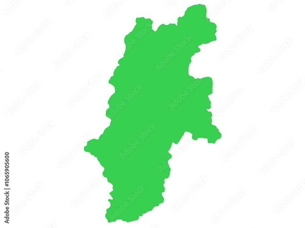 Obraz premium 少しゆるい長野県地図 フチなし 中部地方