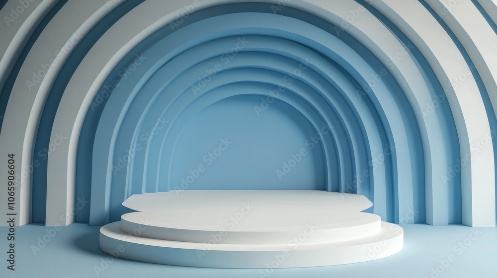 Obraz premium 3D Rendered Blue Minimalistic Podium Stage