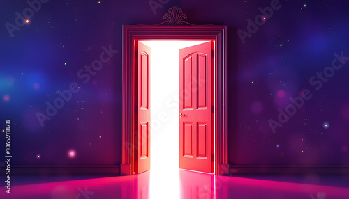 Open door, magic isolated with white highlights, png photo