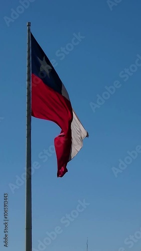 Giant chilean flag located in front of the Moneda Palace