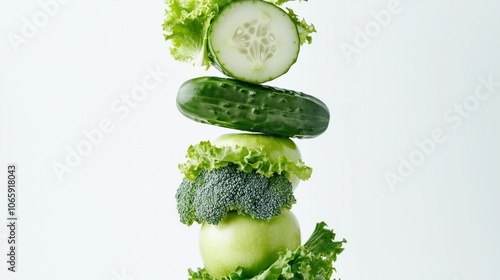 Artful balance of fresh green vegetables in minimalist style