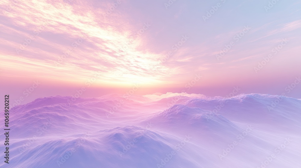 A serene sunset over rolling clouds in pastel hues, showcasing nature's beauty and tranquility at dusk A serene sunset over rolling clouds in pastel hues, showcasing nature's beauty and tranquility at dusk