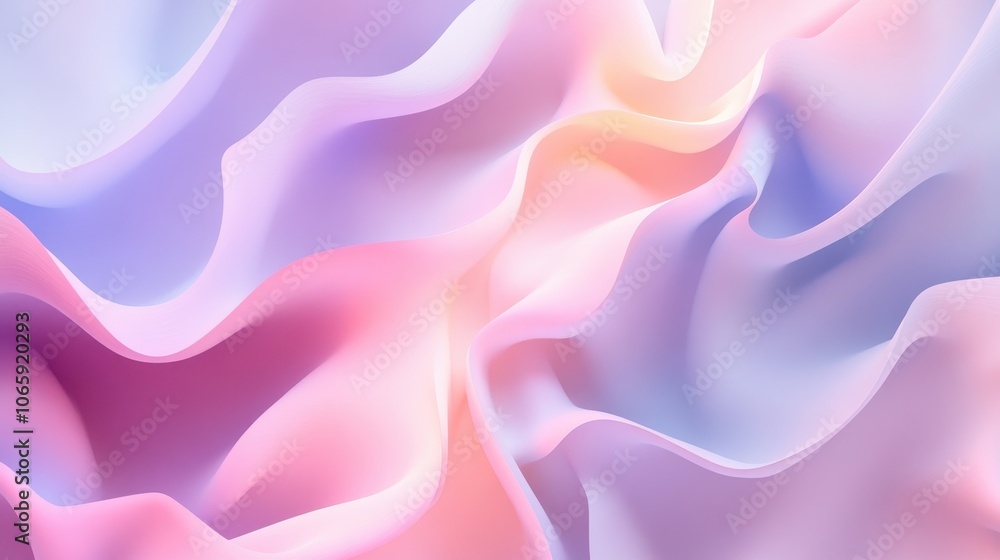 Obraz premium Soft pastel waves blend together in a serene abstract composition, creating a peaceful ambiance ideal for backgrounds or artwork