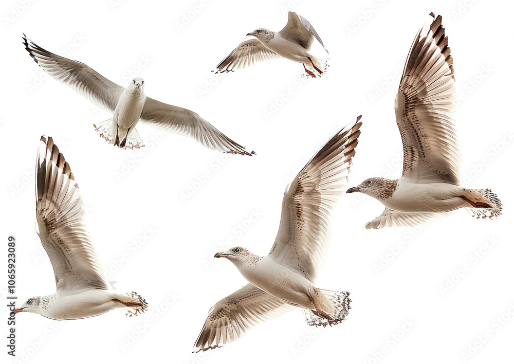 Obraz premium PNG Flock birds background seagulls.