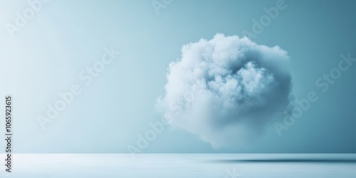 Serene blue sky with fluffy white cloud