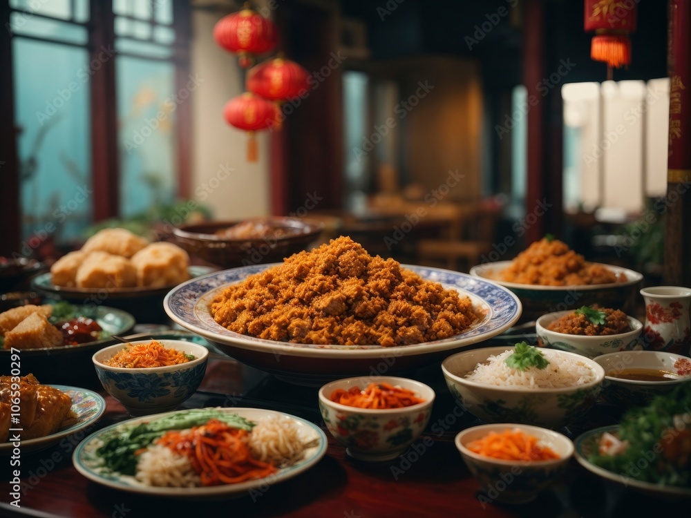 Obraz premium A Feast of Traditional Chinese Cuisine