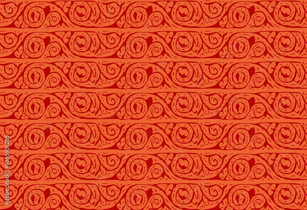Fototapeta premium elegant red fabric with swirl pattern embroidery