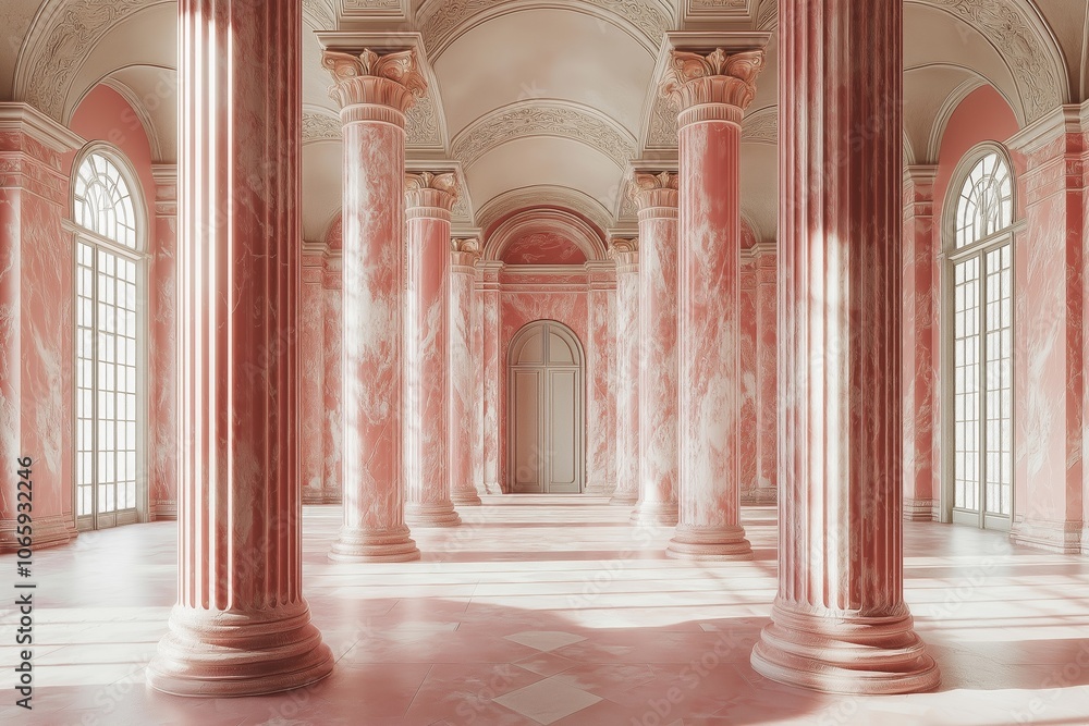 Fototapeta premium Palace interior background columns hall