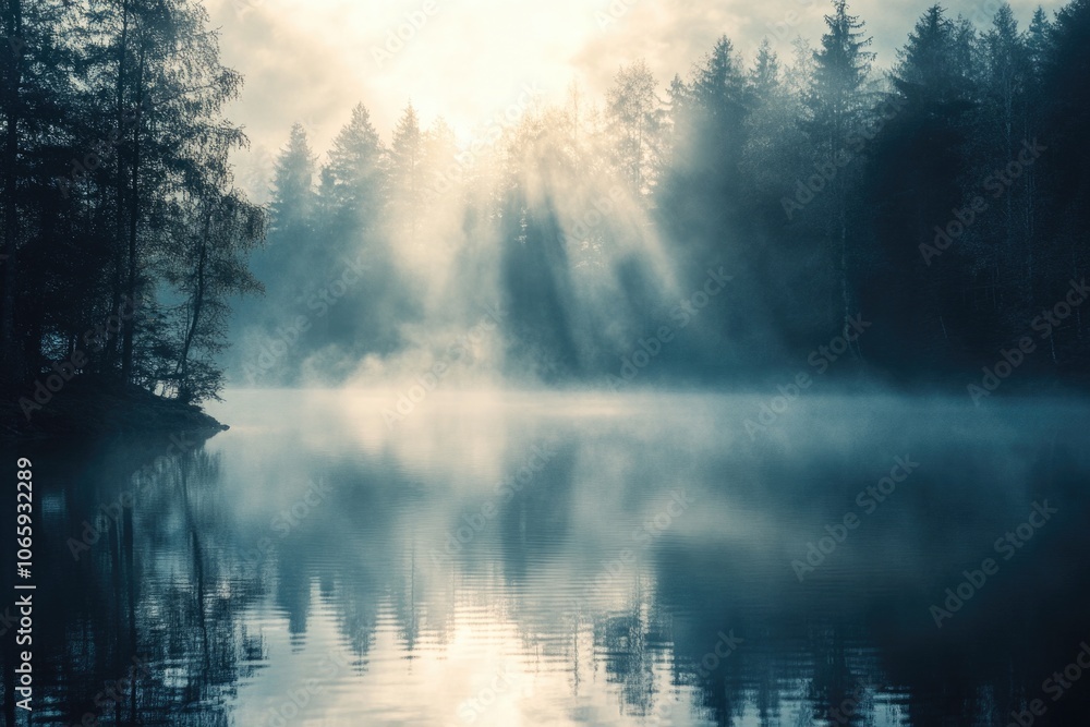 Fototapeta premium Sunshine through foggy water
