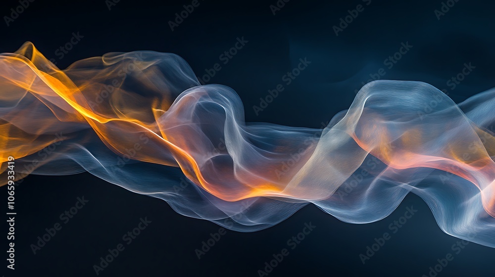 Obraz premium Flowing Metallic glass Waves in Neon Blue and Pink on Dark Background - Abstract Design Concept