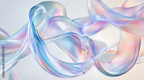 Flowing Metallic glass Waves in Neon Blue and Pink on Dark Background - Abstract Design Concept