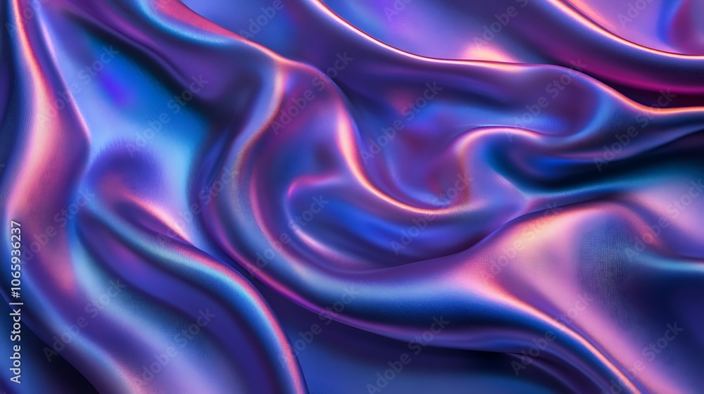 Flowing Metallic glass Waves in Neon Blue and Pink on Dark Background - Abstract Design Concept Flowing Metallic glass Waves in Neon Blue and Pink on Dark Background - Abstract Design Concept