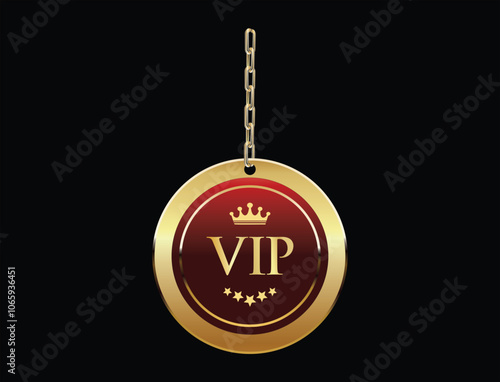 VIP premium and exclusive sign and crown isolated on black background