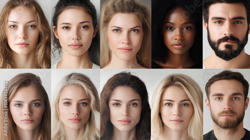 different people, men and women light background 