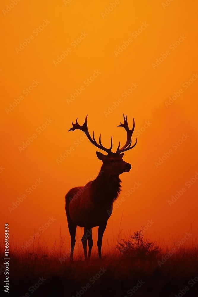 Fototapeta premium Deer in Sunset Field