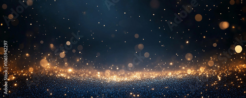 business presentation background of abstract glitter lights. blue, gold and black. de focused. banner photo