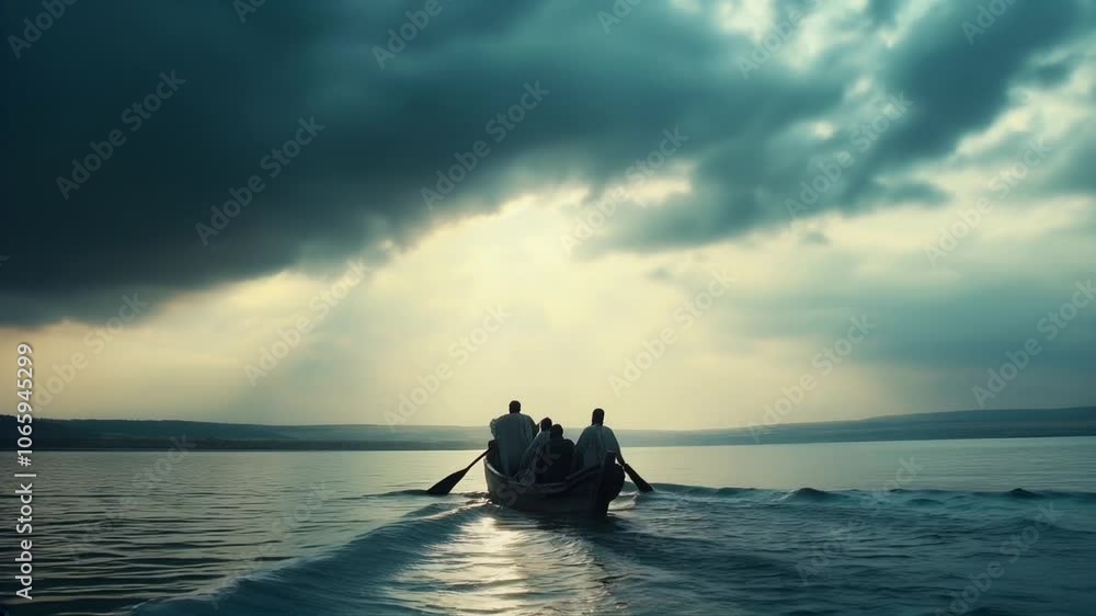 Miraculous moment of jesus calming the storm on the sea of galilee ...