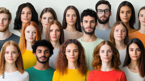 different people, men and women light background, psychology 