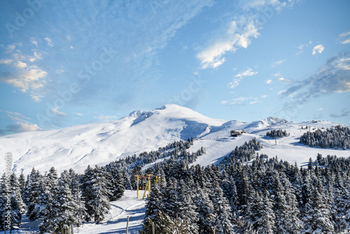 The highest peak of the mountain in Uludağ ski resort.  Uludağ is the most important ski resort in Turkey.