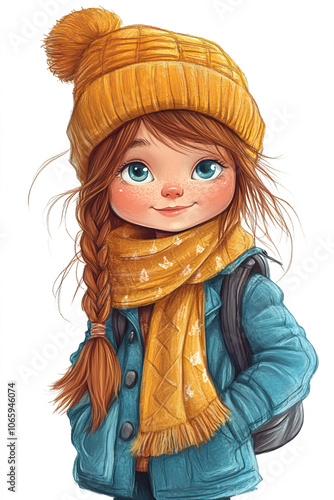 A Cute Girl Dressed in Winter Attire Sporting Cozy Accessories for a Joyful Adventure