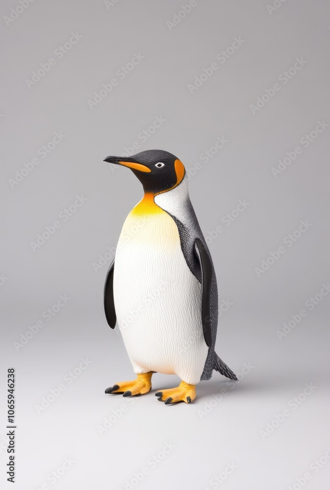 Fototapeta premium Majestic emperor penguin standing on a plain background