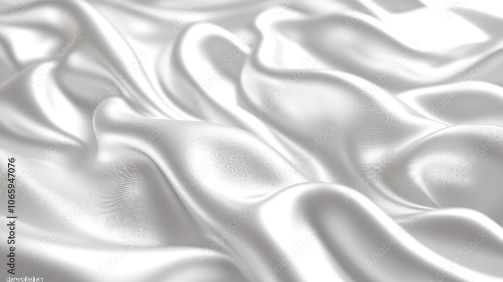 Obraz premium Smooth white satin fabric with soft, flowing waves.