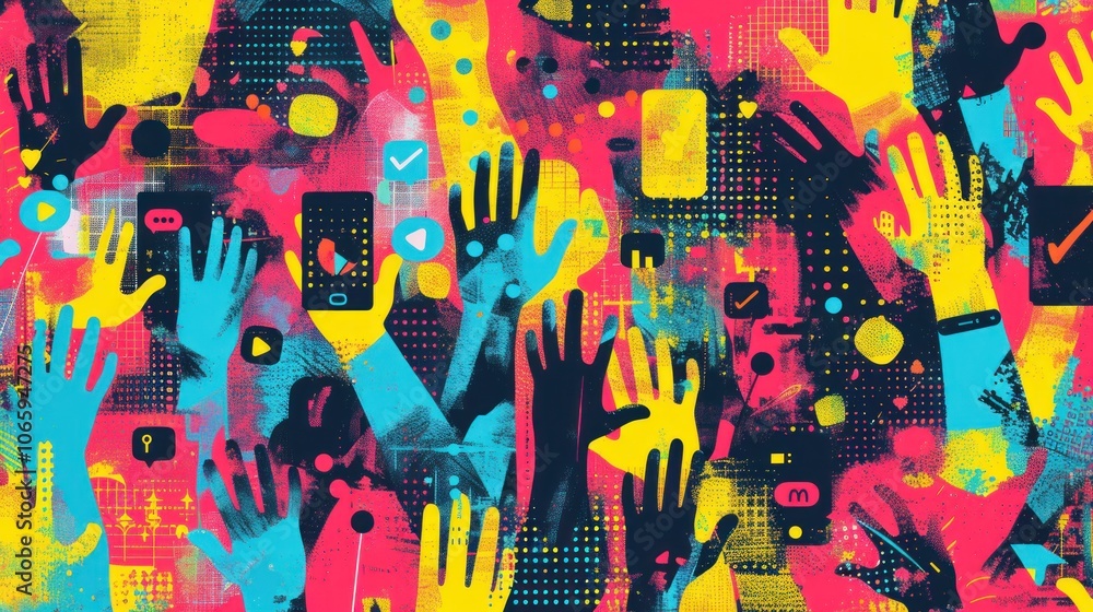 Obraz premium Digital Age, Hands Up