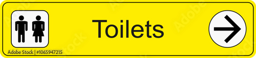 Yellow and black vector graphic of airport information terminal sign showing the direction of the ladies and gents toilets