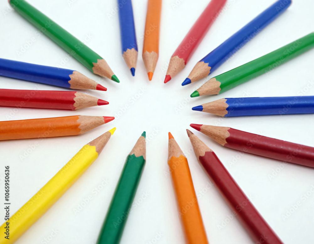 Fototapeta premium Bright multi -colored felt -tip pens on a white background.