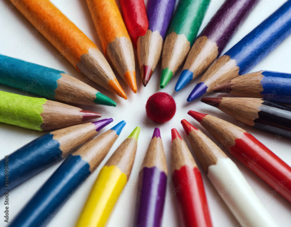 Fototapeta premium Bright multi -colored felt -tip pens on a white background.