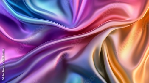 Flowing Metallic glass Waves in Neon Blue and Pink on Dark Background - Abstract Design Concept