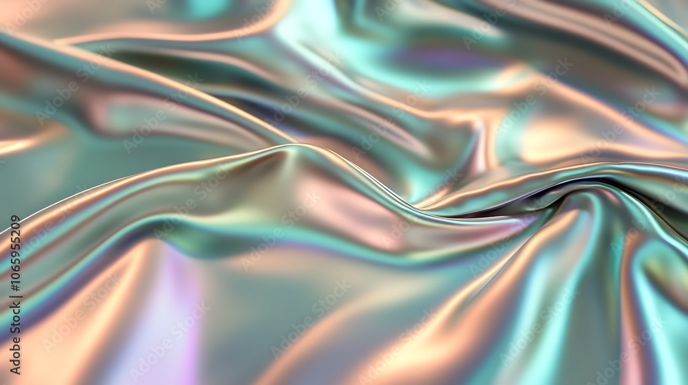 Flowing Metallic glass Waves in Neon Blue and Pink on Dark Background - Abstract Design Concept Flowing Metallic glass Waves in Neon Blue and Pink on Dark Background - Abstract Design Concept