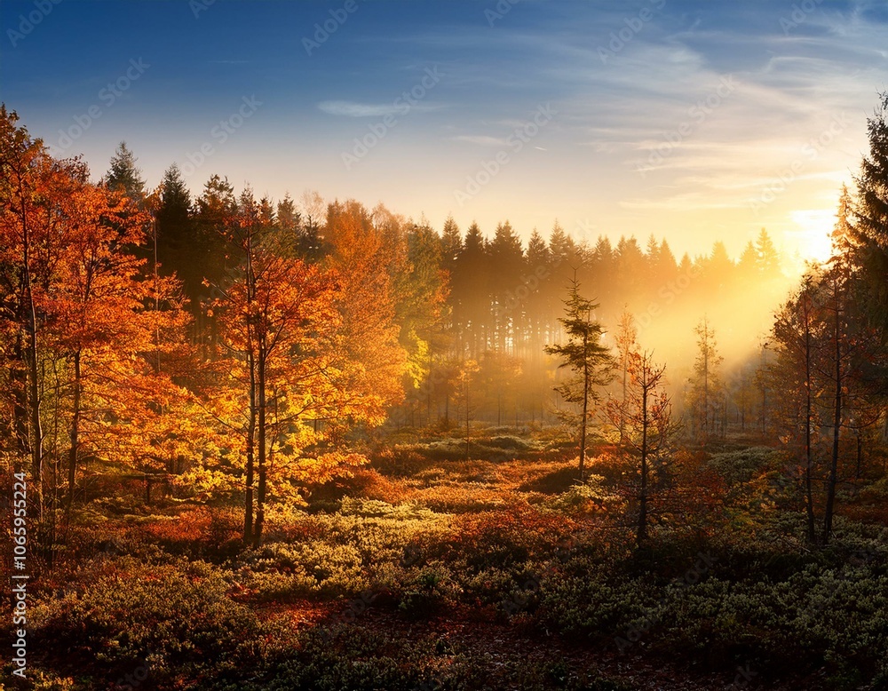 Fototapeta premium sunset in the forest